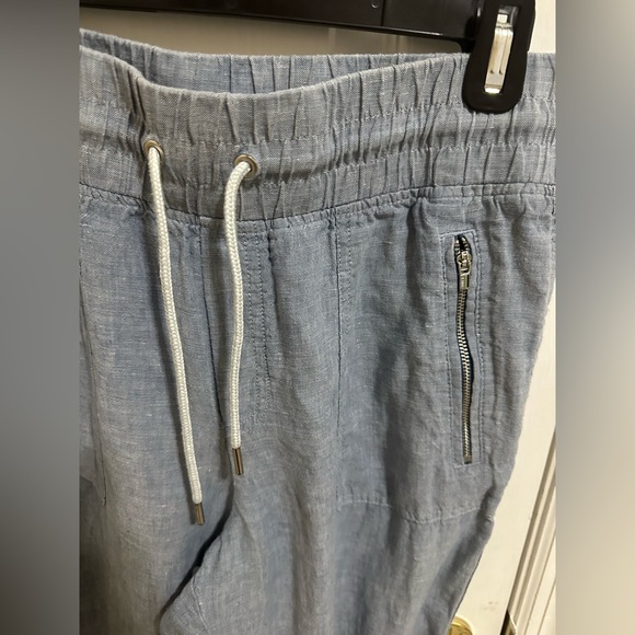 Athleta Cabo 100% Linen Joggers Blue Size 10 - Picture 3 of 5